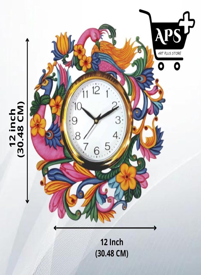 APS ART PLUS STORE متجر APS ART PLUS: ساعة حائط خشبية بتصميم طاووس، مناسبة لتزيين جدران المنزل والمكتب، وساعة حائط خشبية لتزيين جدران غرفة المعيشة. - Image 2